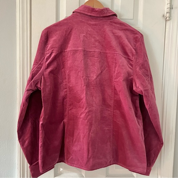 Vintage Norm Thompson Velour Button Up Jacket Purple Women’s Large NWOT Pockets - Picture 7 of 12